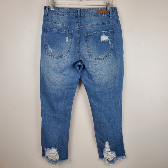 Rue21 High Rise Ankle Straight Leg Denim Jeans Size 8 Cotton Distressed Womens - Picture 4 of 7